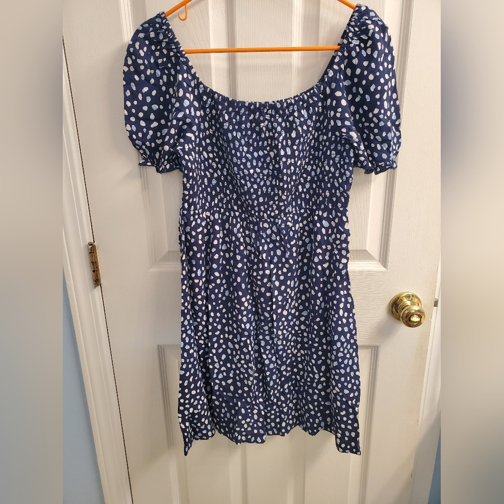 Blue and White Polka Dot Kids Dress